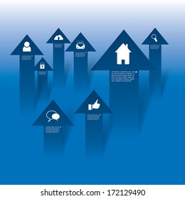 Vector infographic composition with web and computer icons.
