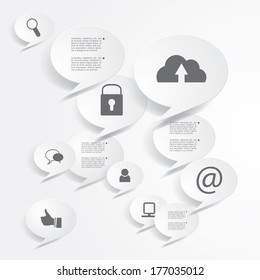 Vector infographic composition with web icons.