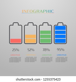 Vector Infographic with concept battery charge design