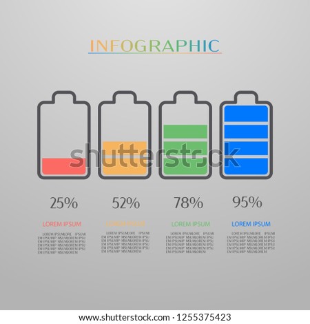 Vector Infographic with concept battery charge design