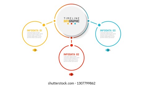 Vector infographic creative design thin line element. Business concept with 3 options, circle. Can be used for workflow diagram, annual report, presentation, web design.