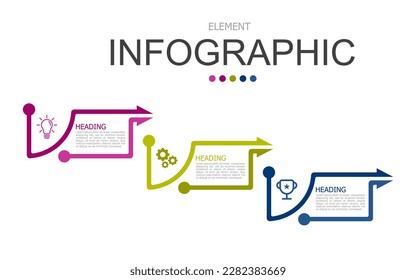 vector infographic curve and line formed by two arrow lines elements template block. used for process diagram, presentation, working flow, information layout, banner, chart, and graph.