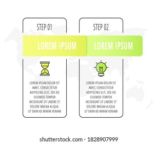 Vector infographic design with 2 rectangles with labels. Flat template used for diagram, business, web, banner, workflow layout, presentations, flowchart, info graph, timeline, content, levels, chart
