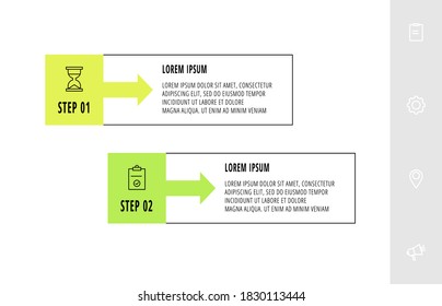 Vector infographic design with 2 rectangles with arrows. Flat template used for diagram, business, web, banner, workflow layout, presentations, flowchart, info graph, timeline, content, levels, chart