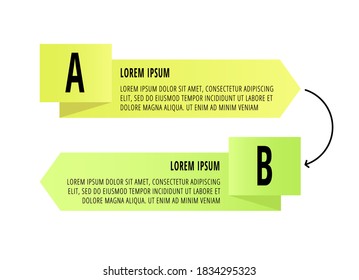 Vector infographic design with 2 rectangles with arrows. Flat template used for diagram, business, web, banner, workflow layout, presentations, flowchart, info graph, timeline, content, levels, chart