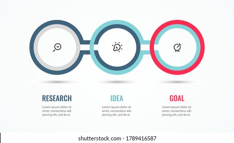 Diseño Infográfico Vector con 3 opciones o pasos. Infografía para el concepto de negocio. Se puede utilizar para presentaciones banner, diseño de flujo de trabajo, diagrama de procesos, diagrama de flujo, gráfico de información