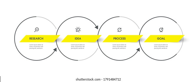 Vector Infographic design with 4 options or steps. Infographics for business concept. Can be used for presentations banner, workflow layout, process diagram, flow chart, info graph