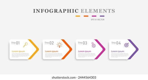 Vector infographic design of 4 steps of work process. Graphics for business and educational concepts, can be used for presentations. Workflow outline Process diagram flow chart data graph