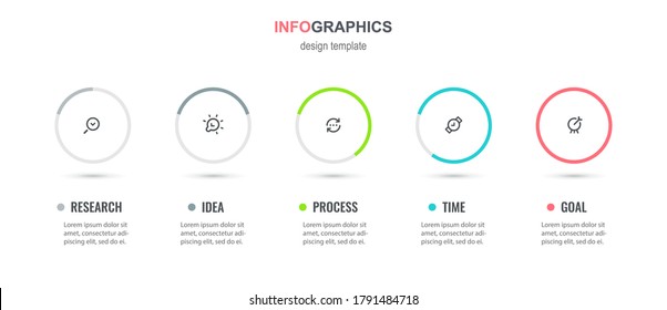 Vector Infographic design with 5 options or steps. Infographics for business concept. Can be used for presentations banner, workflow layout, process diagram, flow chart, info graph