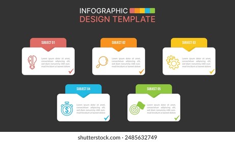 Vector Infographic design with 5 options. Infographics for business concept. Can be used for presentations banner, workflow layout, process diagram, flow chart, info graph
