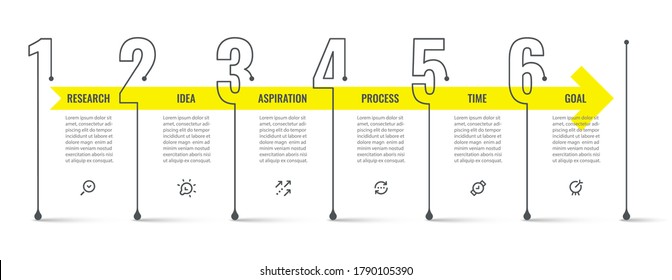 Vector Infographic design with 6 options or steps. Infographics for business concept. Can be used for presentations banner, workflow layout, process diagram, flow chart, info graph