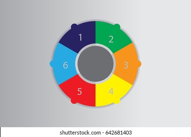 Vector Infographic design  6 options with circles Eps 10. Can be used for diagram, banner, number options, workflow layout, step up options or web design.