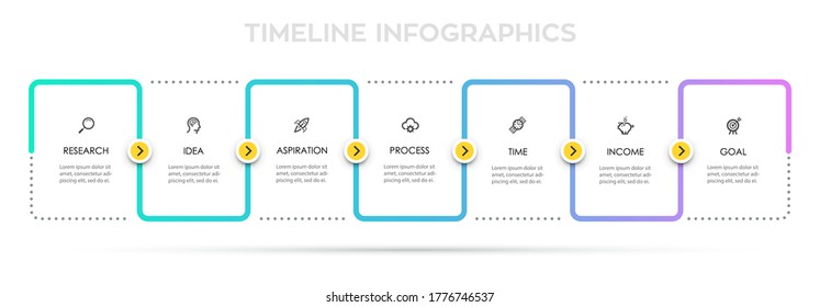 Vector Infographic Design With 7 Options Or Steps. Infographics For Business Concept. Can Be Used For Presentations Banner, Workflow Layout, Process Diagram, Flow Chart, Info Graph