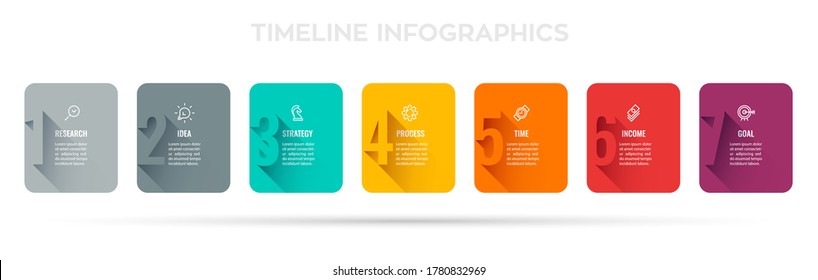 Vector Infographic design with 7 options or steps. Infographics for business concept. Can be used for presentations banner, workflow layout, process diagram, flow chart, info graph