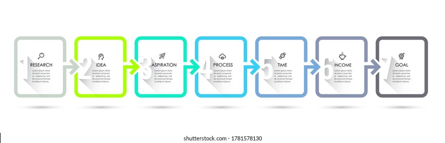 Diseño Infográfico Vector con 7 opciones o pasos. Infografía para el concepto de negocio. Se puede utilizar para presentaciones banner, diseño de flujo de trabajo, diagrama de procesos, diagrama de flujo, gráfico de información