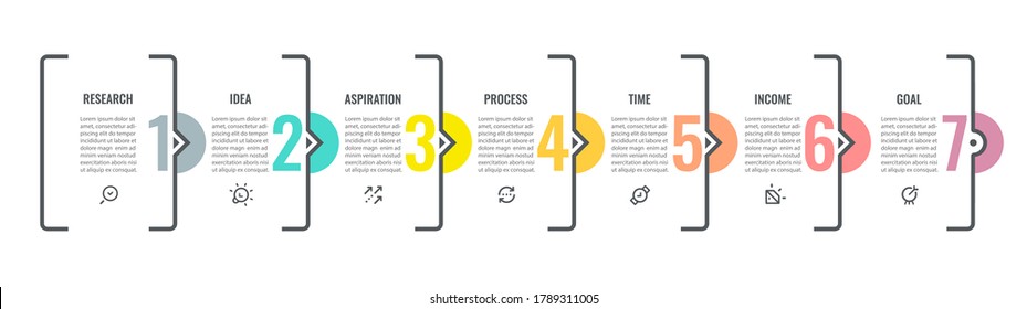 Vector Infographic design with 7 options or steps. Infographics for business concept. Can be used for presentations banner, workflow layout, process diagram, flow chart, info graph