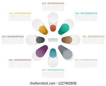 Vector Infographic design 8 options. Infographics business concept financial trading chart eight steps. Concept digital stock Market Trading. Abstract background diagram. Web banner line graph chart