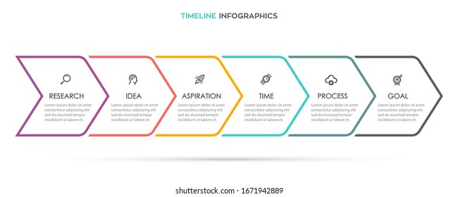 Vector Infographic design with arrow and 6 options or steps. Infographics for business concept. Can be used for presentations banner, workflow layout, process diagram, flow chart, info graph