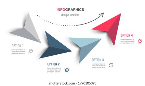 Vector Infographic design with arrows and 4 options or steps. Infographics for business concept. Can be used for presentations banner, workflow layout, process diagram, flow chart, info graph