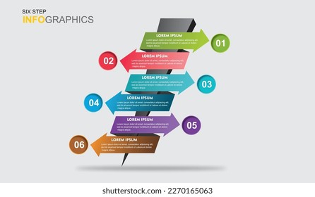 Vector infographic design business style with icons and 6 options or steps. They can be used for process diagrams, presentations, workflow layouts, banners, flow charts, data graphs.