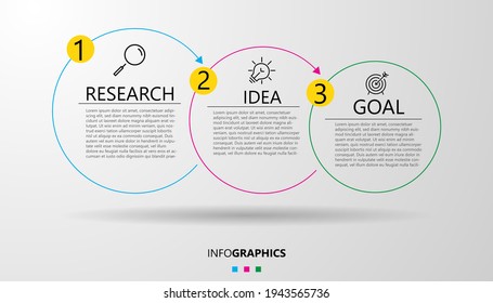 Vector Infografik Design Business Template mit Symbolen und 3 Optionen oder Schritten. Kann für Prozessdiagramm, Präsentationen, Workflow-Layout, Banner, Flussdiagramm, Info-Graphen verwendet werden