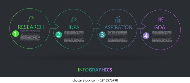 Vector Infographic design business template with icons and 4 options or steps. Can be used for process diagram, presentations, workflow layout, banner, flow chart, info graph