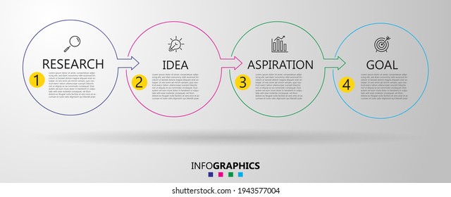 Vector Infographic design business template with icons and 4 options or steps. Can be used for process diagram, presentations, workflow layout, banner, flow chart, info graph