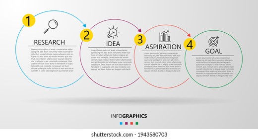 Vector Infographic design business template with icons and 4 options or steps. Can be used for process diagram, presentations, workflow layout, banner, flow chart, info graph