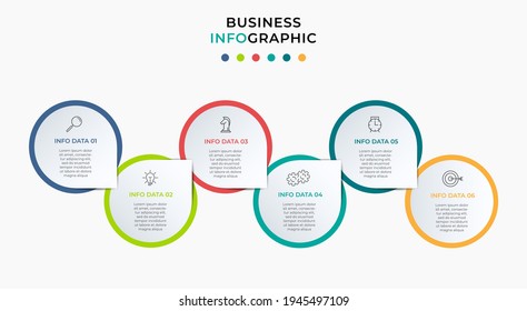 Vector Infographic design business template with icons and 6 options or steps. Can be used for process diagram, presentations, workflow layout, banner, flow chart, info graph