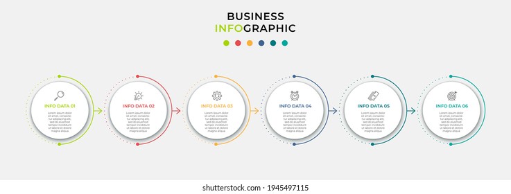 Vector Infographic design business template with icons and 6 options or steps. Can be used for process diagram, presentations, workflow layout, banner, flow chart, info graph