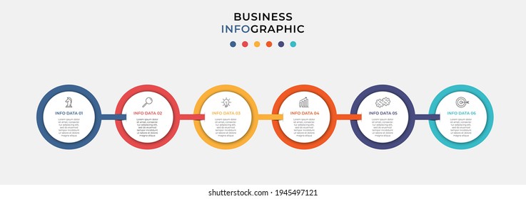 Vector Infographic design business template with icons and 6 options or steps. Can be used for process diagram, presentations, workflow layout, banner, flow chart, info graph