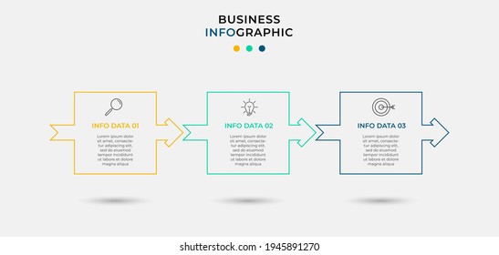 Plantilla de negocio de diseño de infografía vectorial con iconos y 3 opciones o pasos. Se puede utilizar para el diagrama de procesos, presentaciones, diseño de flujo de trabajo, banner, diagrama de flujo, gráfico de información