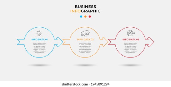 Vector Infographic design business template with icons and 3 options or steps. Can be used for process diagram, presentations, workflow layout, banner, flow chart, info graph