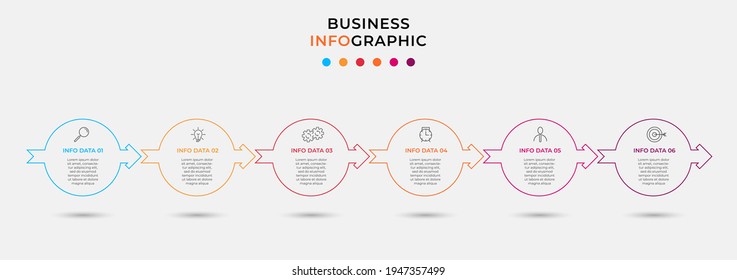 Vector Infographic design business template with icons and 6 options or steps. Can be used for process diagram, presentations, workflow layout, banner, flow chart, info graph