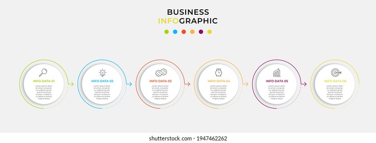 Vector Infographic design business template with icons and 6 options or steps. Can be used for process diagram, presentations, workflow layout, banner, flow chart, info graph