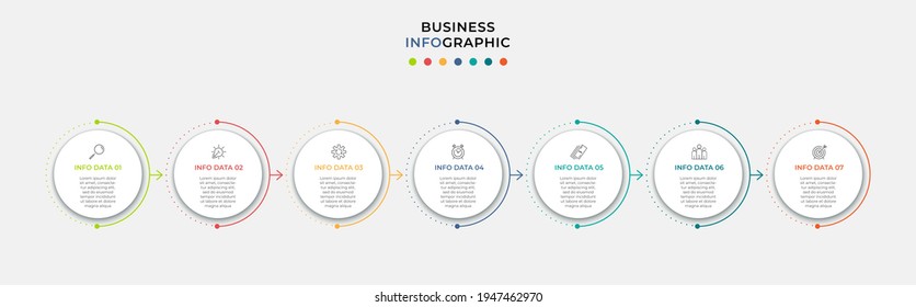 Vector Infographic design business template with icons and 7 options or steps. Can be used for process diagram, presentations, workflow layout, banner, flow chart, info graph
