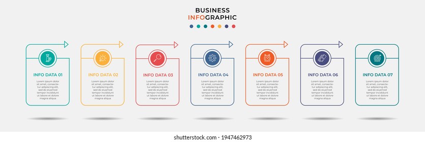 Vector Infographic design business template with icons and 7 options or steps. Can be used for process diagram, presentations, workflow layout, banner, flow chart, info graph