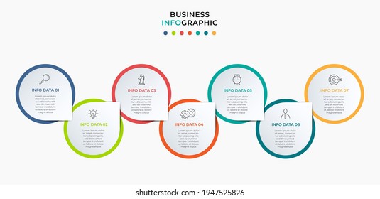 Vector Infographic design business template with icons and 7 options or steps. Can be used for process diagram, presentations, workflow layout, banner, flow chart, info graph