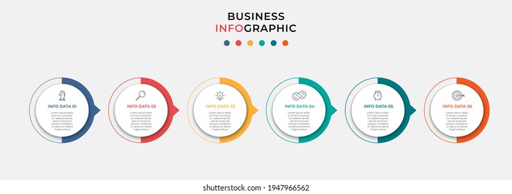 Vector Infographic design business template with icons and 6 options or steps. Can be used for process diagram, presentations, workflow layout, banner, flow chart, info graph