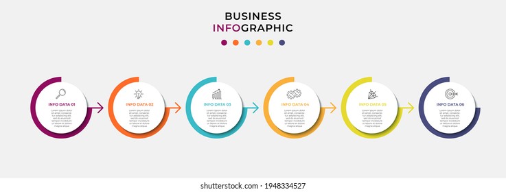 Vector Infographic design business template with icons and 6 options or steps. Can be used for process diagram, presentations, workflow layout, banner, flow chart, info graph
