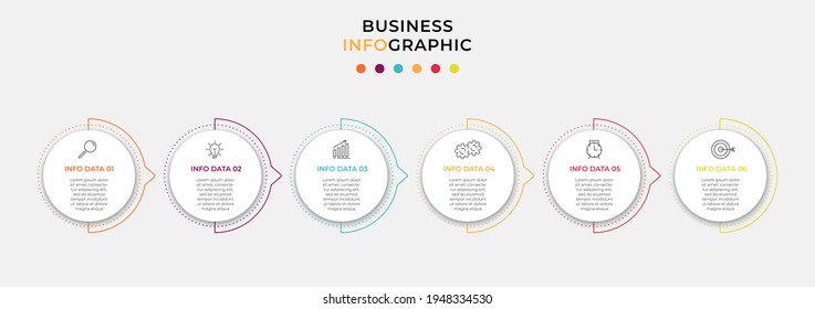 Vector Infographic design business template with icons and 6 options or steps. Can be used for process diagram, presentations, workflow layout, banner, flow chart, info graph