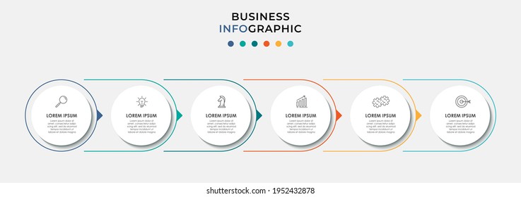 Vector Infographic design business template with icons and 6 options or steps. Can be used for process diagram, presentations, workflow layout, banner, flow chart, info graph