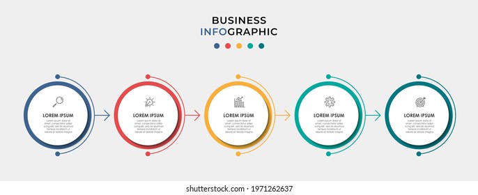 Vector Infographic design business template with icons and 5 options or steps. Can be used for process diagram, presentations, workflow layout, banner, flow chart, info graph