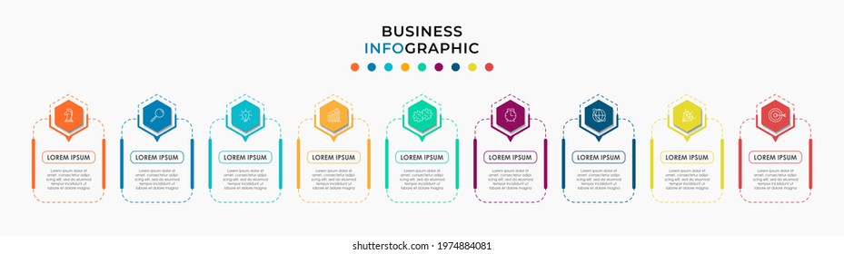Vector Infographic design business template with icons and 9 options or steps. Can be used for process diagram, presentations, workflow layout, banner, flow chart, info graph