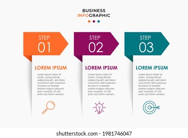 Vector Infographic design business template with icons and 3 options or steps. Can be used for process diagram, presentations, workflow layout, banner, flow chart, info graph