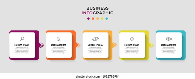 Vector Infographic design business template with icons and 5 options or steps. Can be used for process diagram, presentations, workflow layout, banner, flow chart, info graph