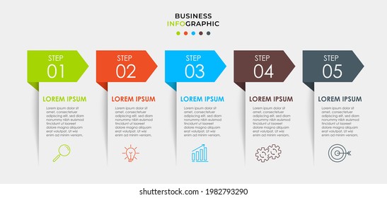 Vector Infographic design business template with icons and 5 options or steps. Can be used for process diagram, presentations, workflow layout, banner, flow chart, info graph
