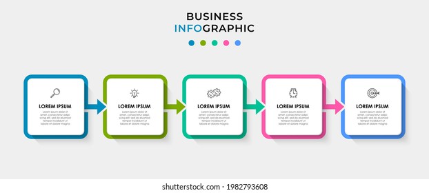 Vector Infographic design business template with icons and 5 options or steps. Can be used for process diagram, presentations, workflow layout, banner, flow chart, info graph