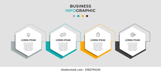 Vector Infographic design business template with icons and 4 options or steps. Can be used for process diagram, presentations, workflow layout, banner, flow chart, info graph