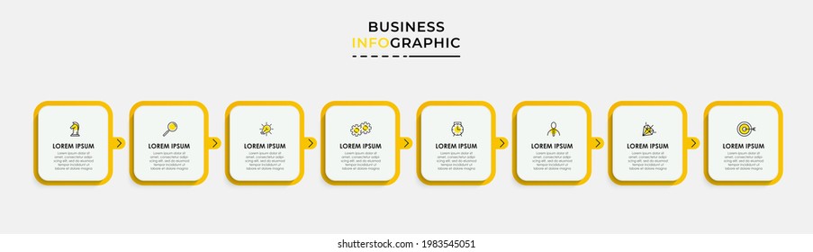 Vector Infographic design business template with icons and 8 options or steps. Can be used for process diagram, presentations, workflow layout, banner, flow chart, info graph